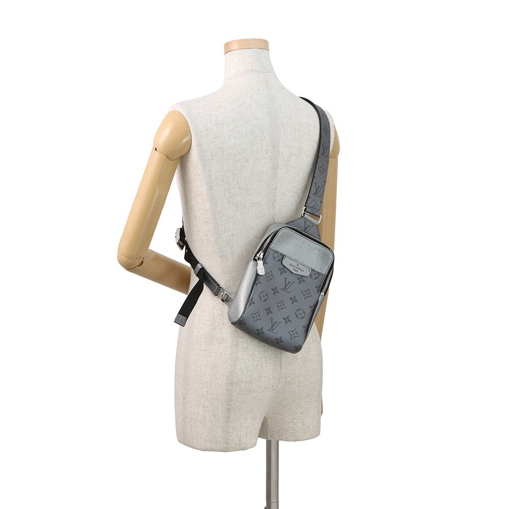 LOUIS VUITTON Outdoor sling bag SilverM30833 Monogram Taigarama