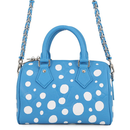 LOUIS VUITTON LVxYK Speedy Bandouliere Blue/WhiteM46425 Monogram Empreinte Leather Infinity Dot Size 20
