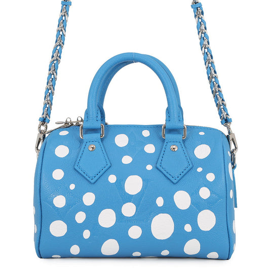 LOUIS VUITTON LVxYK Speedy Bandouliere Blue/WhiteM46425 Monogram Empreinte Leather Infinity Dot Size 20