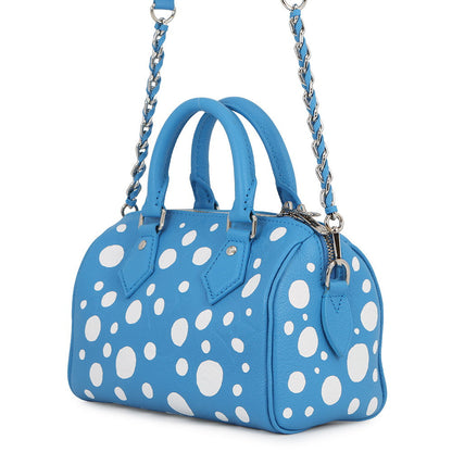 LOUIS VUITTON LVxYK Speedy Bandouliere Blue/WhiteM46425 Monogram Empreinte Leather Infinity Dot Size 20