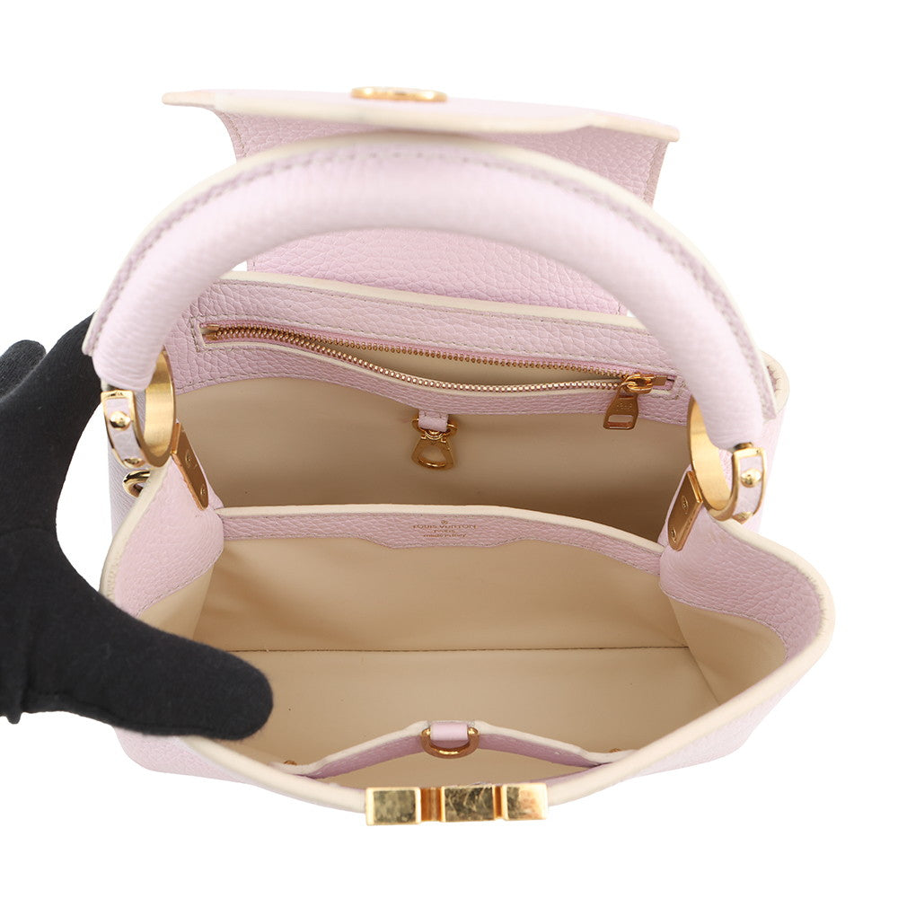 LOUIS VUITTON Capucines Guimauve/Powder WhiteM24120 Taurillon Leather Size BB