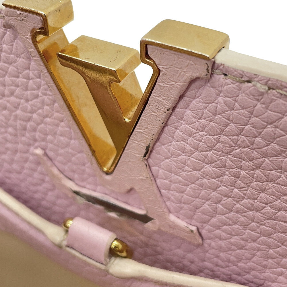 LOUIS VUITTON Capucines Guimauve/Powder WhiteM24120 Taurillon Leather Size BB
