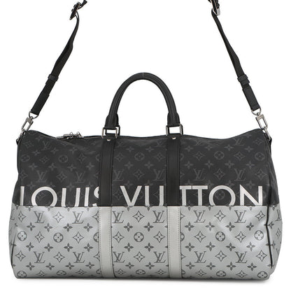 LOUIS VUITTON Keepall Bandouliere Noir/SilverM43817 Monogram Eclipse Split Size 50