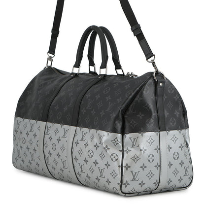 LOUIS VUITTON Keepall Bandouliere Noir/SilverM43817 Monogram Eclipse Split Size 50