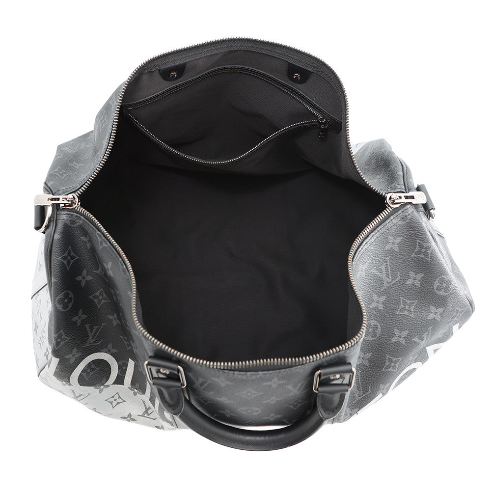 LOUIS VUITTON Keepall Bandouliere Noir/SilverM43817 Monogram Eclipse Split Size 50