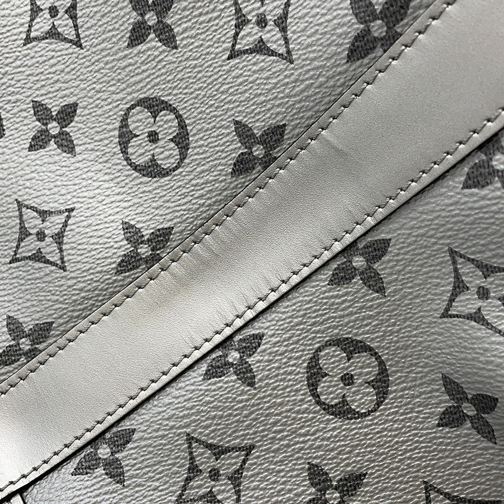 LOUIS VUITTON Keepall Bandouliere Noir/SilverM43817 Monogram Eclipse Split Size 50