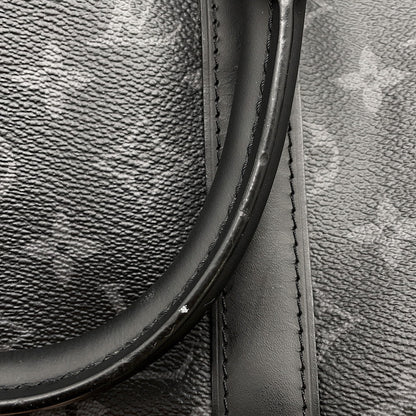 LOUIS VUITTON Keepall Bandouliere Noir/SilverM43817 Monogram Eclipse Split Size 50