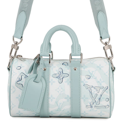 LOUIS VUITTON Keepall Bandouliere Light BlueM22527 Monogram Aqua Garden Size 25