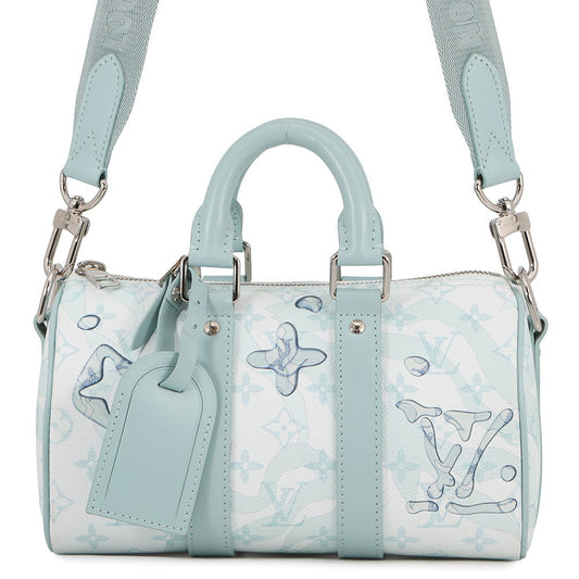 LOUIS VUITTON Keepall Bandouliere Light BlueM22527 Monogram Aqua Garden Size 25
