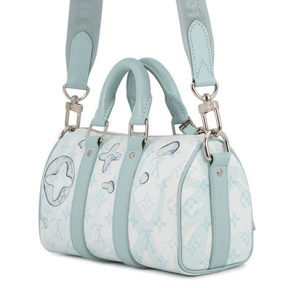 LOUIS VUITTON Keepall Bandouliere Light BlueM22527 Monogram Aqua Garden Size 25
