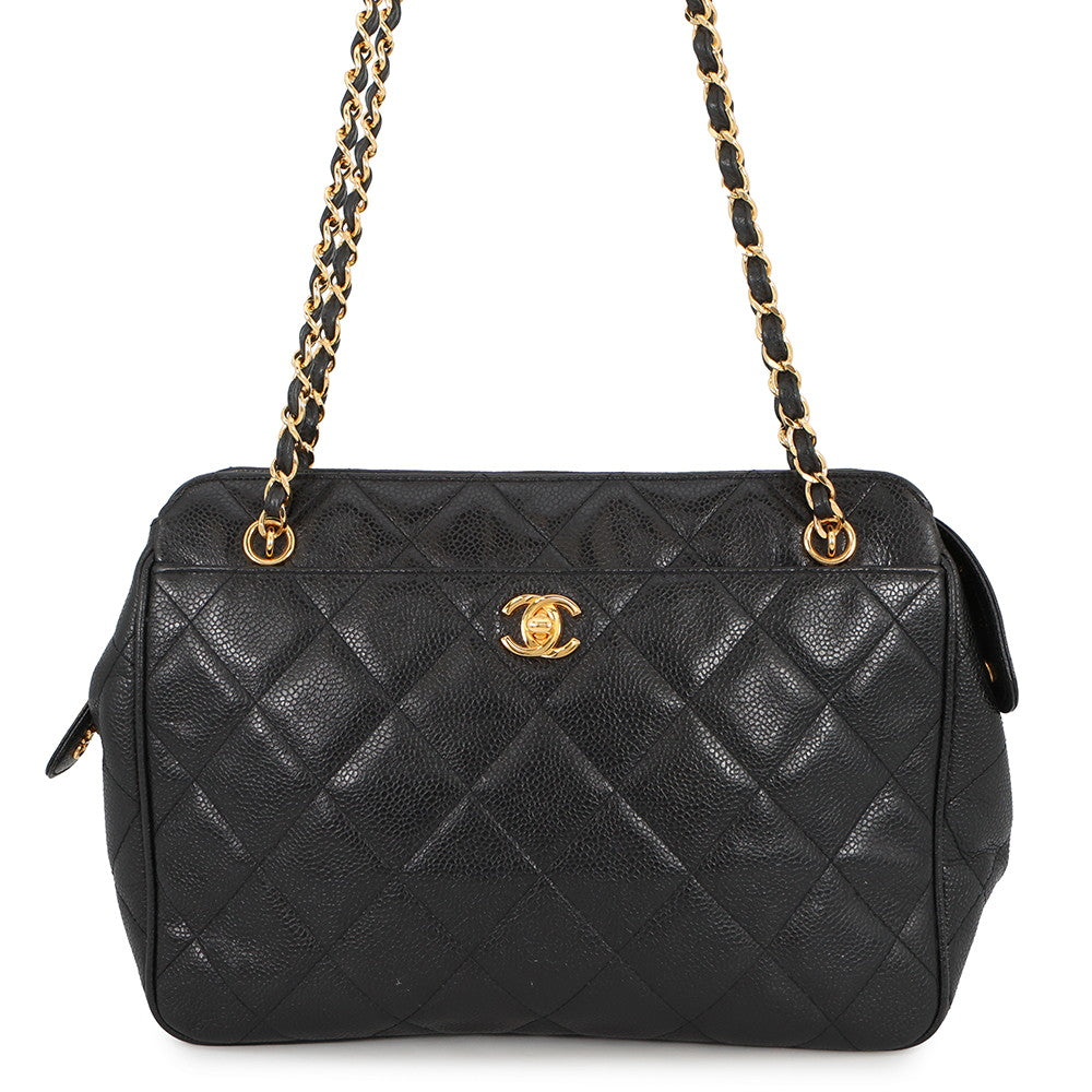 CHANEL Matelasse ChainShoulder Bag Black Caviar Leather