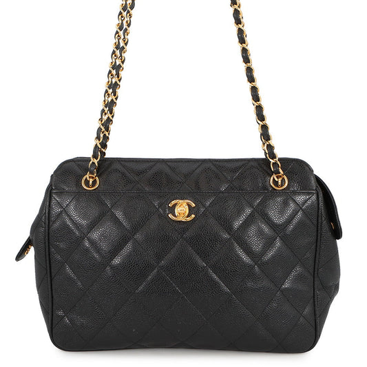 CHANEL Matelasse ChainShoulder Bag Black Caviar Leather