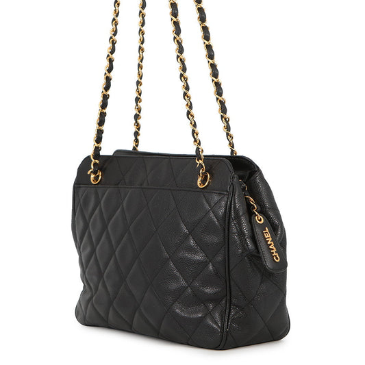 CHANEL Matelasse ChainShoulder Bag Black Caviar Leather