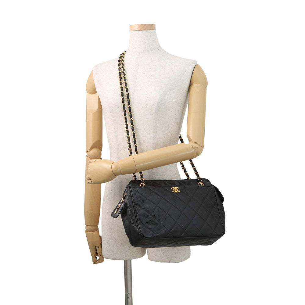 CHANEL Matelasse ChainShoulder Bag Black Caviar Leather