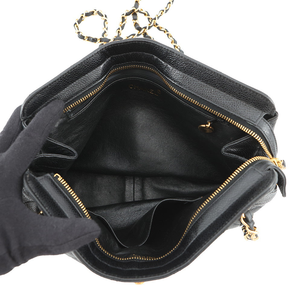CHANEL Matelasse ChainShoulder Bag Black Caviar Leather