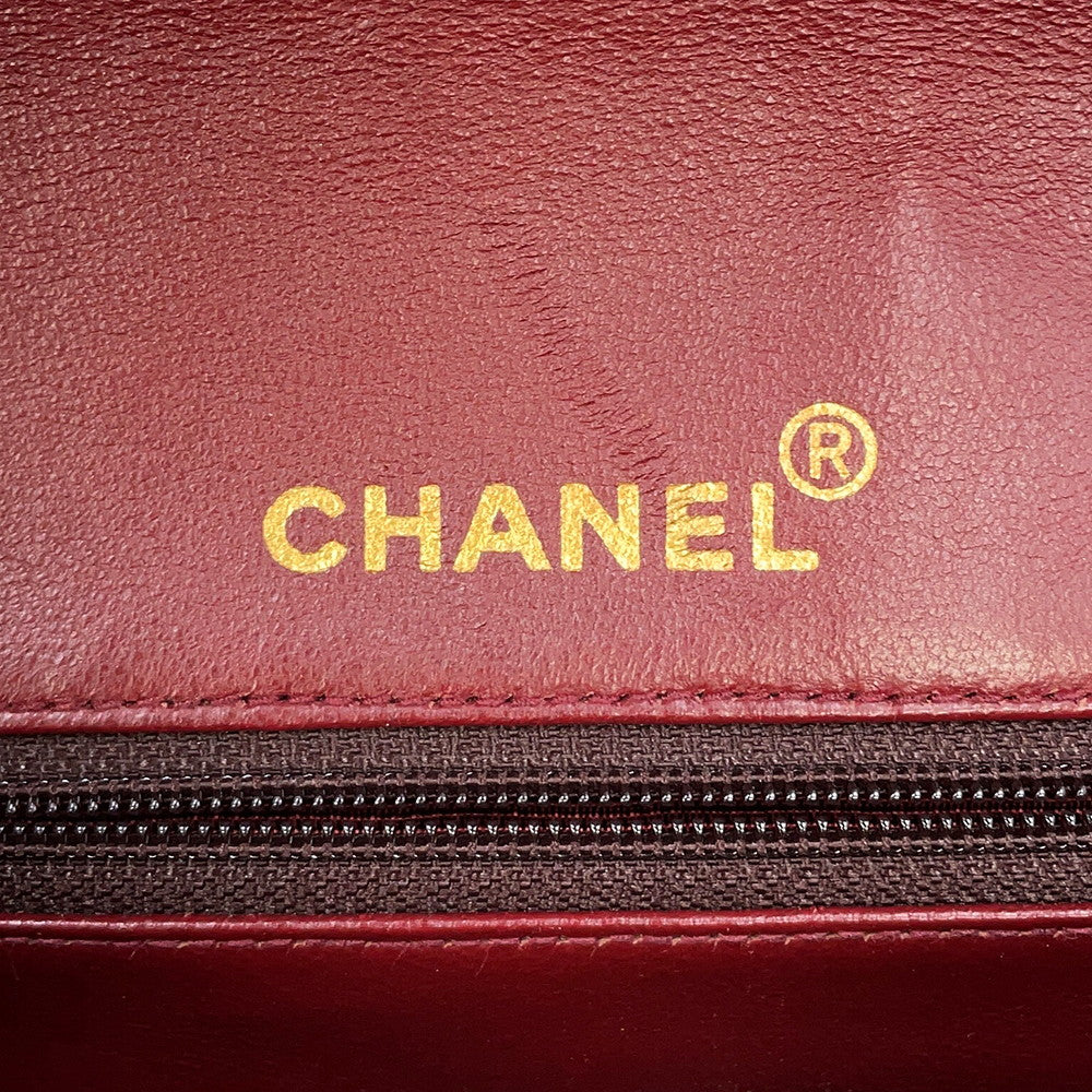 CHANEL Matelasse W Flap ChainShoulder Bag Black Lambskin Size 25