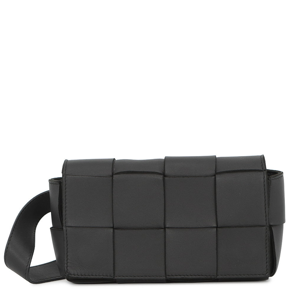 Bottega Veneta Maxi INTRECCIATO Cassette Belt Bag Black668572VMAY18425 Leather