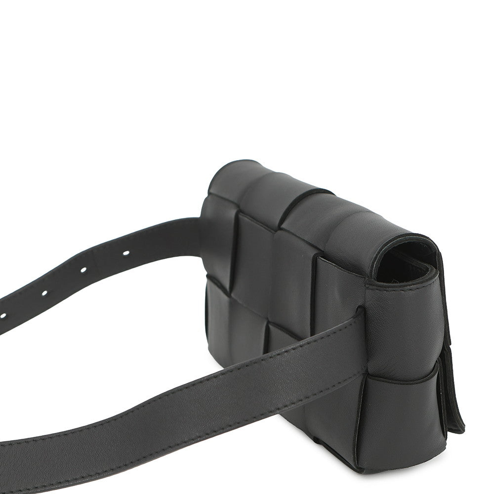 Bottega Veneta Maxi INTRECCIATO Cassette Belt Bag Black668572VMAY18425 Leather