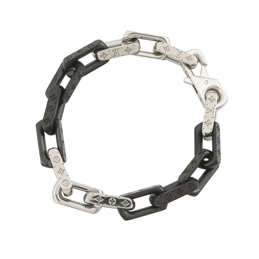 LOUIS VUITTON Bracelet・Monogram Chain Size L Silver/BlackM00687 Metal