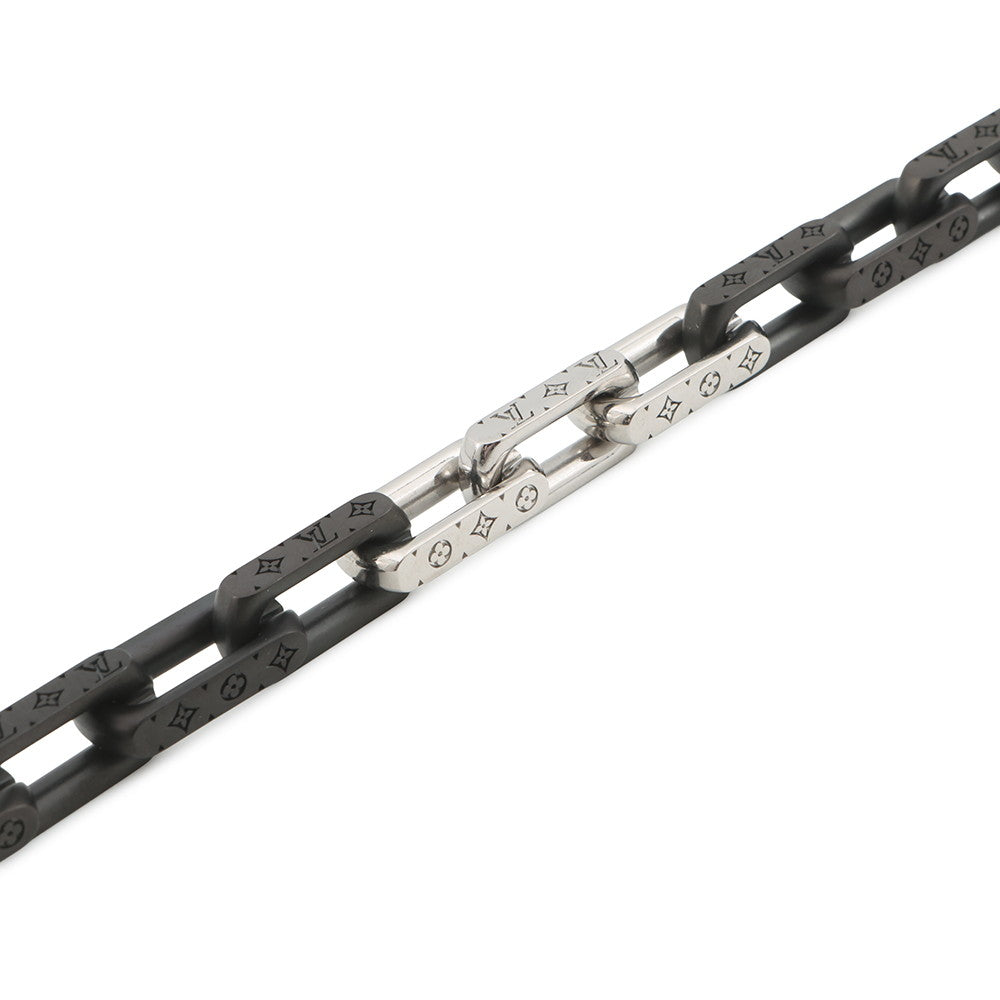 LOUIS VUITTON Bracelet・Monogram Chain Size L Silver/BlackM00687 Metal
