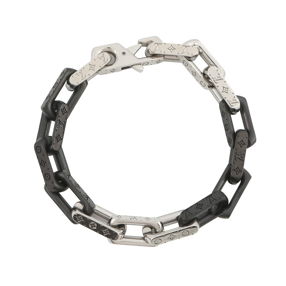 LOUIS VUITTON Bracelet・Monogram Chain Size L Silver/BlackM00687 Metal