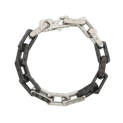 LOUIS VUITTON Bracelet・Monogram Chain Size L Silver/BlackM00687 Metal