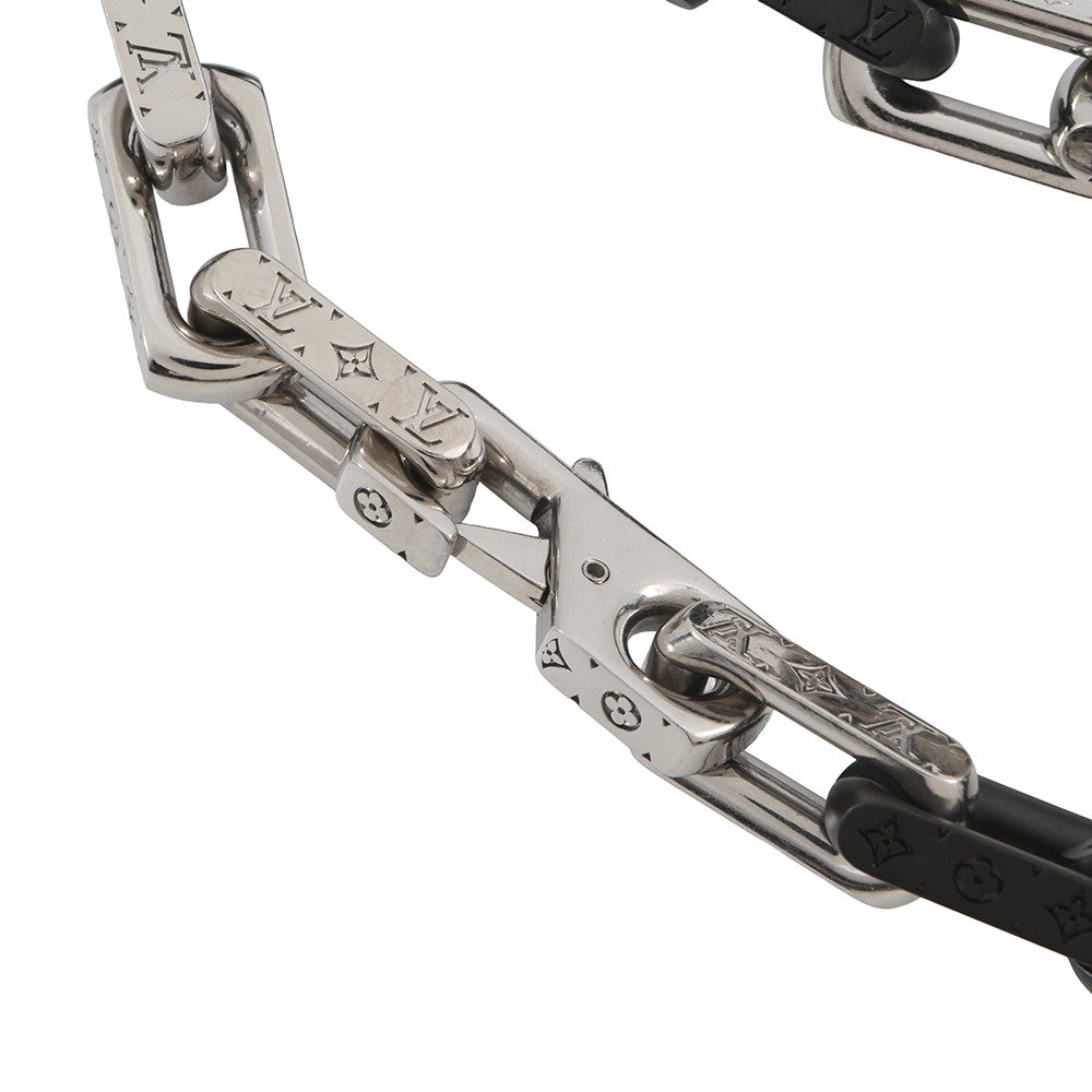 LOUIS VUITTON Bracelet・Monogram Chain Size L Silver/BlackM00687 Metal