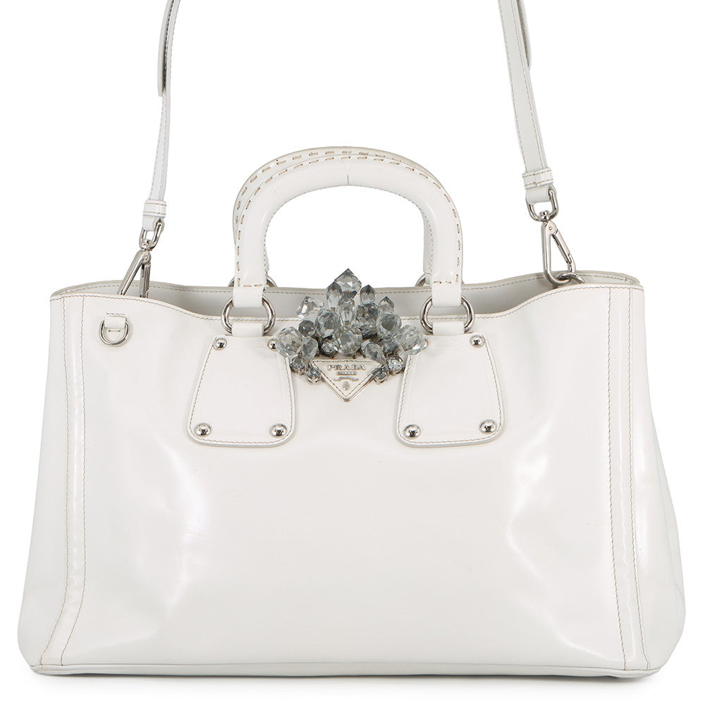 PRADA Crystal 2WAYBag White Leather