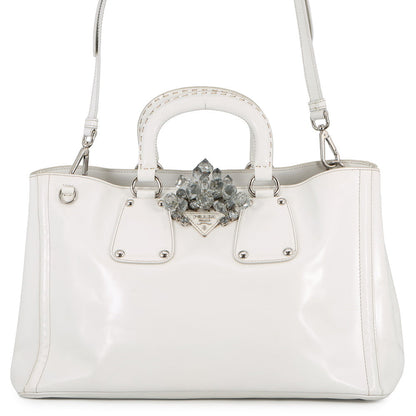 PRADA Crystal 2WAYBag White Leather