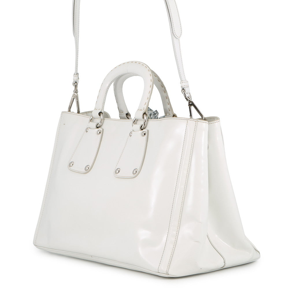 PRADA Crystal 2WAYBag White Leather
