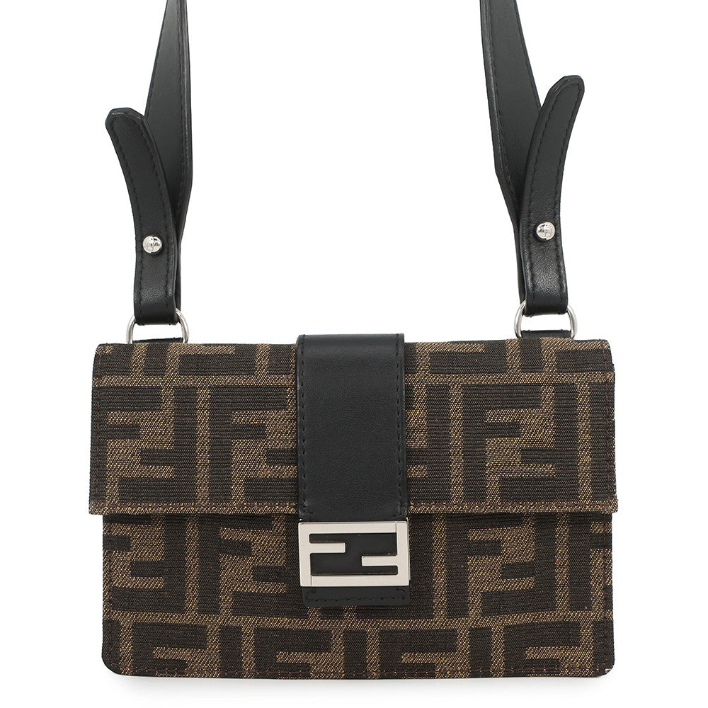 FENDI Mars Pio Baguette Bag Brown7M0295A9ZLF0L3T Canvas Leather
