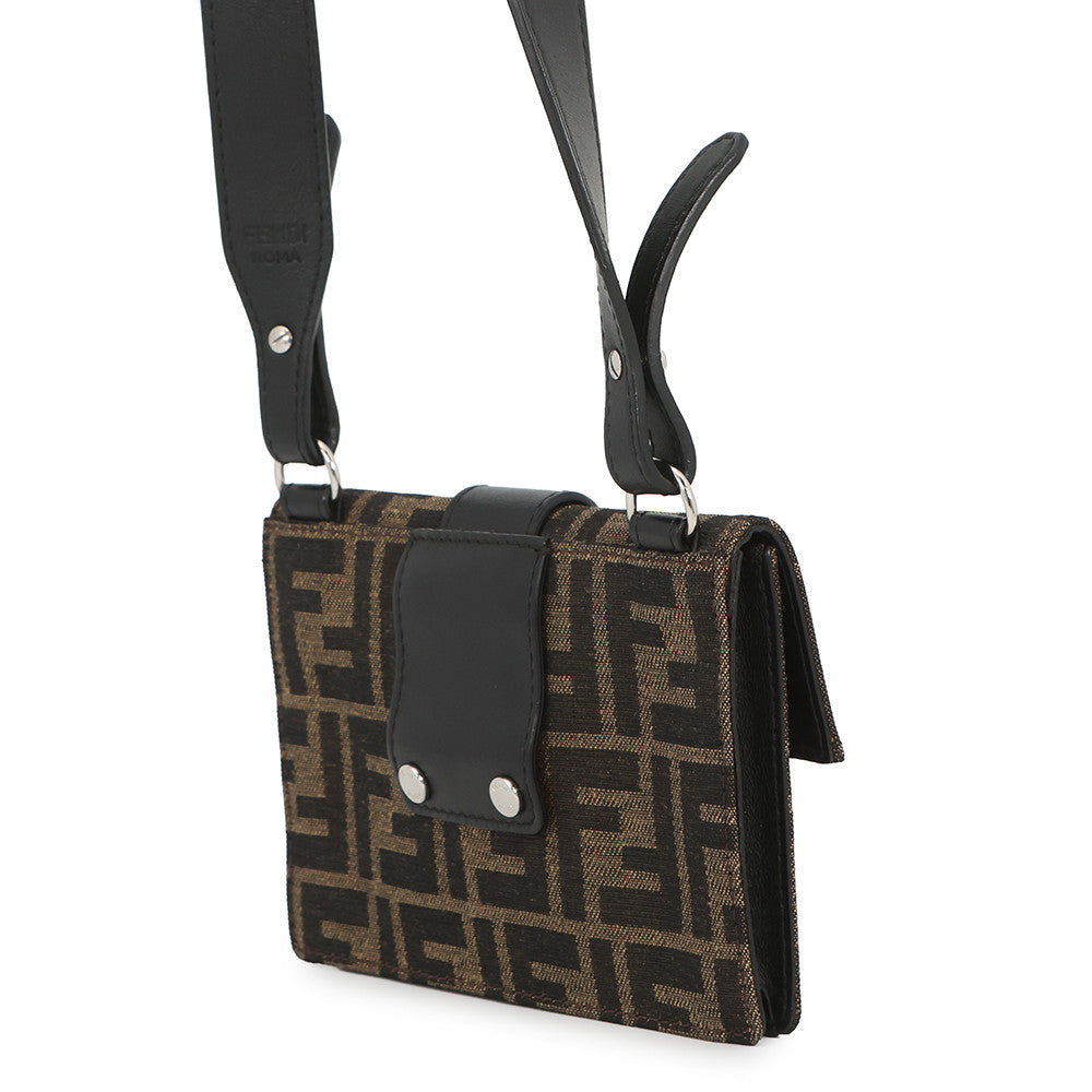 FENDI Mars Pio Baguette Bag Brown7M0295A9ZLF0L3T Canvas Leather