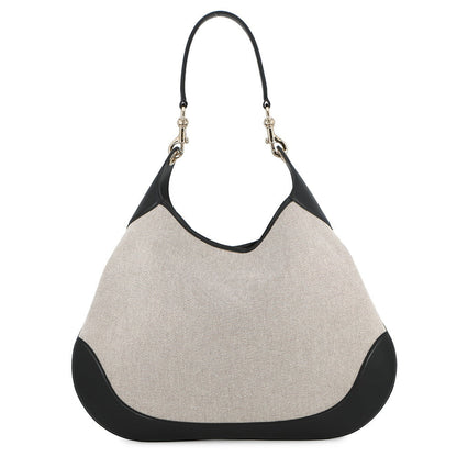 GUCCI GUCCI B One Shoulder Bag Beige/Black815924 Canvas Leather Size Medium