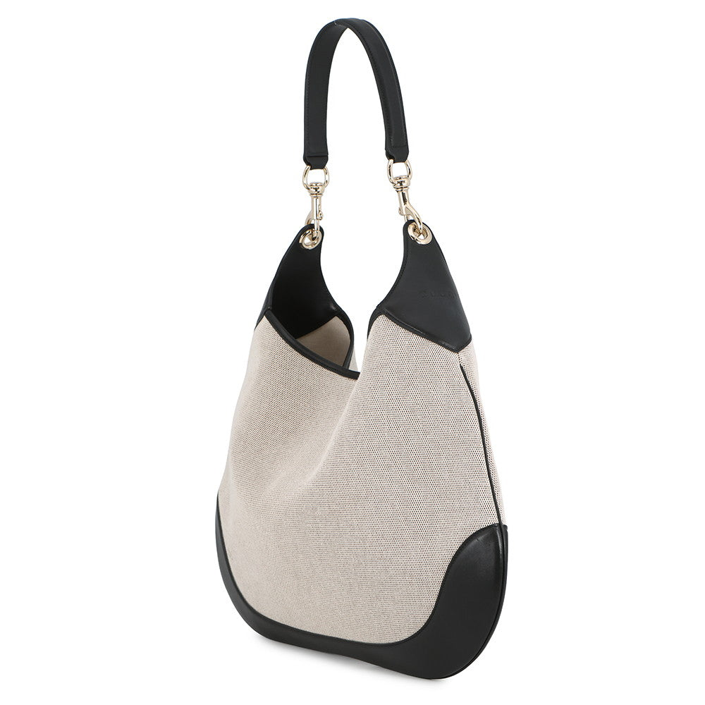GUCCI GUCCI B One Shoulder Bag Beige/Black815924 Canvas Leather Size Medium