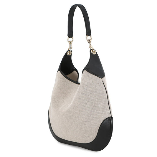 GUCCI GUCCI B One Shoulder Bag Beige/Black815924 Canvas Leather Size Medium