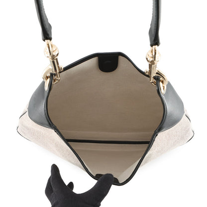 GUCCI GUCCI B One Shoulder Bag Beige/Black815924 Canvas Leather Size Medium