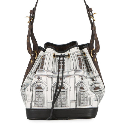 LOUIS VUITTON Noe White/BlackM59105 Calf Leather Atelier Fornasetti Size MM