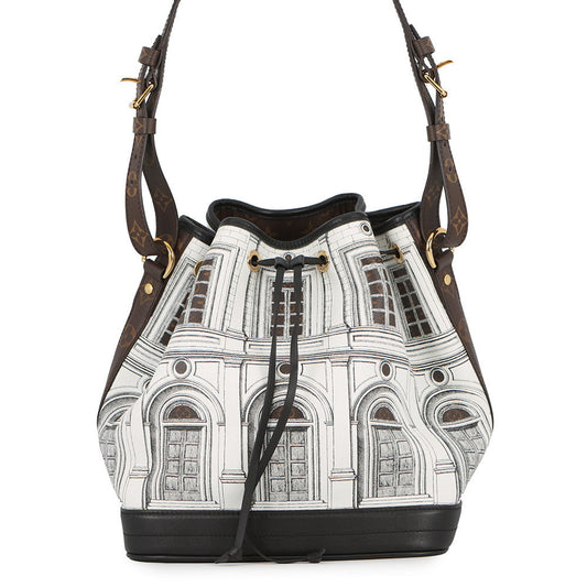 LOUIS VUITTON Noe White/BlackM59105 Calf Leather Atelier Fornasetti Size MM