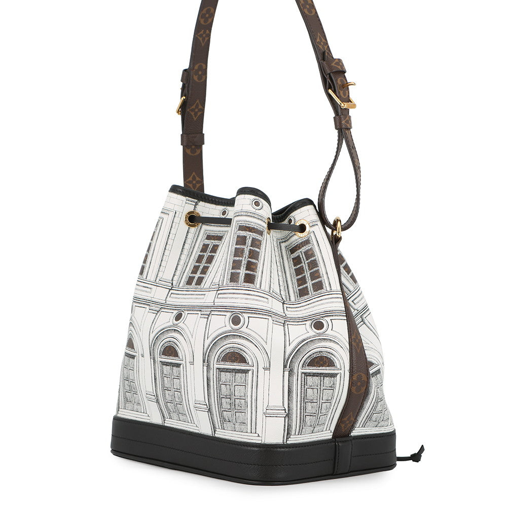 LOUIS VUITTON Noe White/BlackM59105 Calf Leather Atelier Fornasetti Size MM