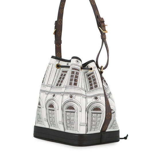 LOUIS VUITTON Noe White/BlackM59105 Calf Leather Atelier Fornasetti Size MM