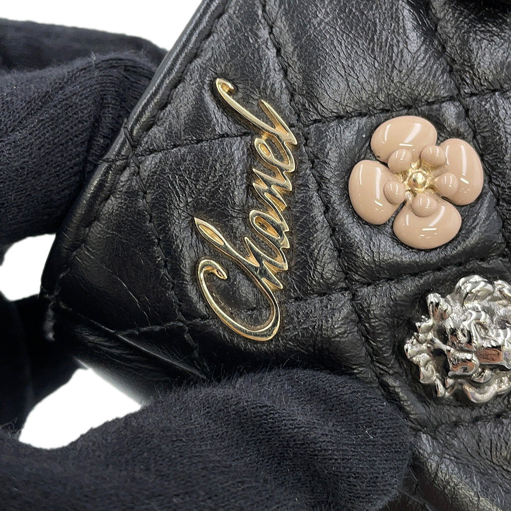 CHANEL 2.55 Phone Case Chain Pochette Lucky Bag Charm BlackA80446 Calf Leather Rhinestone Size Mini