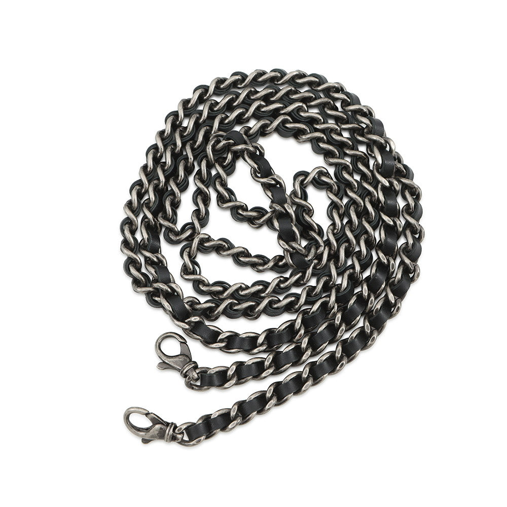 CHANEL 2.55 Phone Case Chain Pochette Lucky Bag Charm BlackA80446 Calf Leather Rhinestone Size Mini
