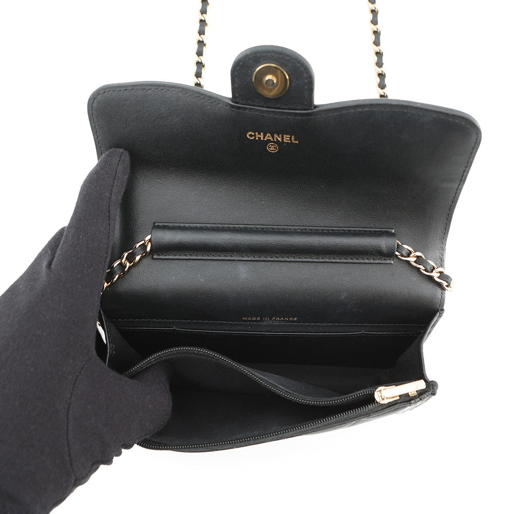 CHANEL Phone holder BlackAP3559 Lambskin Patent Leather