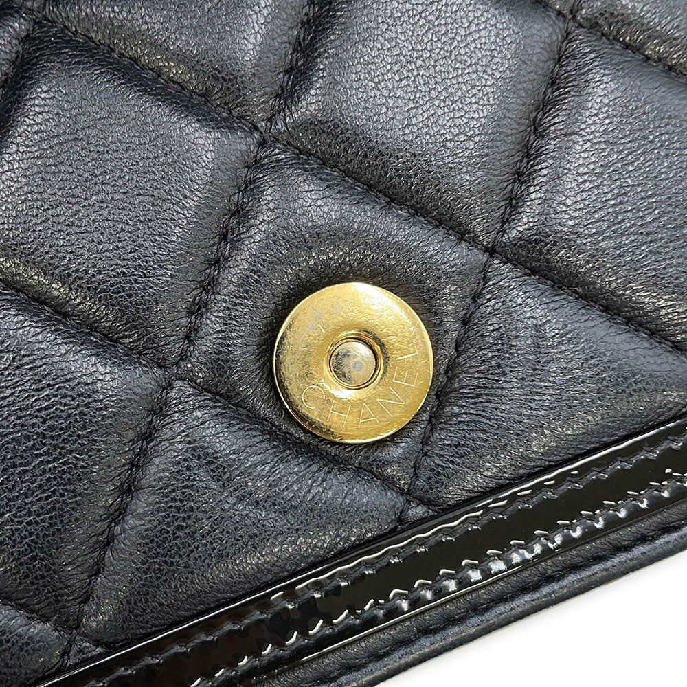 CHANEL Phone holder BlackAP3559 Lambskin Patent Leather