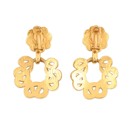 CHANEL Vintage CC Logo Earrings Gold Metal