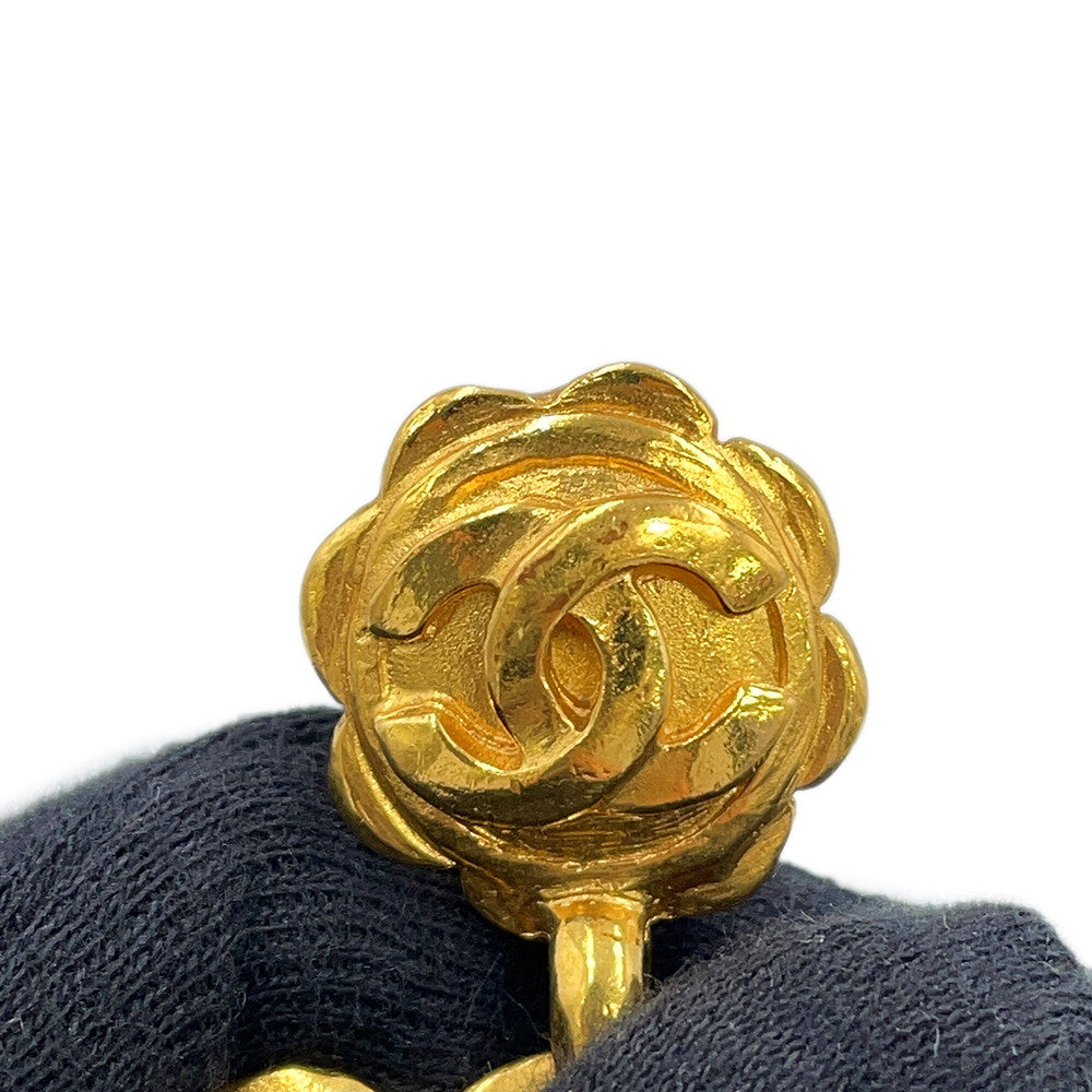 CHANEL Vintage CC Logo Earrings Gold Metal