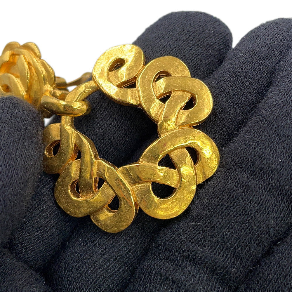 CHANEL Vintage CC Logo Earrings Gold Metal