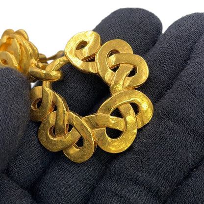 CHANEL Vintage CC Logo Earrings Gold Metal