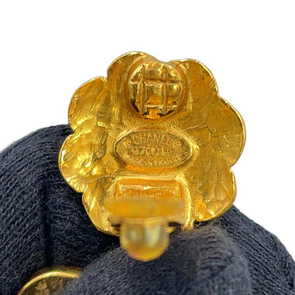 CHANEL Vintage CC Logo Earrings Gold Metal