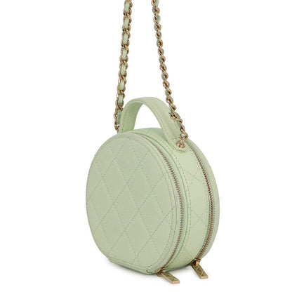 CHANEL Matelasse ChainShoulder Bag Light GreenAP2502 Caviar Leather